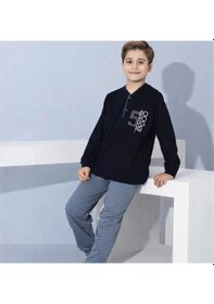 Resim Tarık 11-16 Yaş Erkek Çocuk Pijama Takım Bourghs Baskılı-4227310 - Yeşil Yeşil 