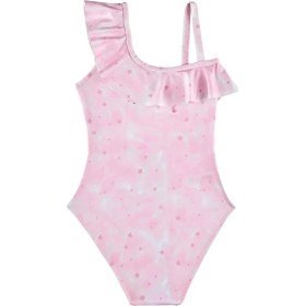 Resim Slipstop Pembe Kız Çocuk Baskılı Mayo Tutu Swimsuit 