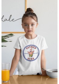 Resim Sevbano Unisex Patrick Star Baskılı Çizgi Film Süngerbob Çocuk Tişört 1- Beyaz 