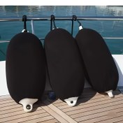 Resim Dayanıklı Polyester Tekne Fender Topları - Sürat Botları, Yatlar & Deniz Gemileri için Ağır Hizmet Siyah Çarpışma Koruma - Aşınmaya Dirençli Kaymaz Tutuş, Güvenli Bağlama ve İkame Güvenlik 