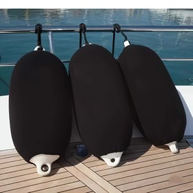 Resim Dayanıklı Polyester Tekne Fender Topları - Sürat Botları, Yatlar & Deniz Gemileri için Ağır Hizmet Siyah Çarpışma Koruma - Aşınmaya Dirençli Kaymaz Tutuş, Güvenli Bağlama ve İkame Güvenlik 