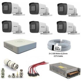 Resim Hikvision DS-2CE16D0T-EXIPF 2 MP Full HD 1080P Bullet Güvenlik Kamera Seti 