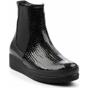 Resim Siyah Siyah Leather Kadın Bot & Bootie K02586160203 Siyah Siyah 