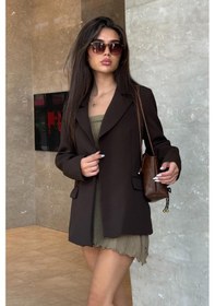 Resim Madmext Kahverengi Astarlı Kadın Blazer Ceket Mg2508 Kahverengi 
