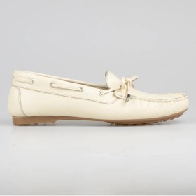 Resim FootCourt Bej Fiyonklu Deri Kadın Loafer 
