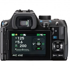 Resim Pentax KF APS-C dijital SLR fotoğraf makinesi kiti, 18-55 mm WR zoom objektifli, toz geçirmez, hava koşullarına dayanıklı, Vario-LCD ekran, siyah 