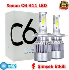 Resim Şimşek Etkili C6 Led Xenon H11 Led Zenon Far Ampül Deli Mavi 437791531 