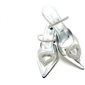 Resim Nostra Shoes Gümüş Love Kadın Topuklu Ayakkabı-terlik Gümüş Parlak 