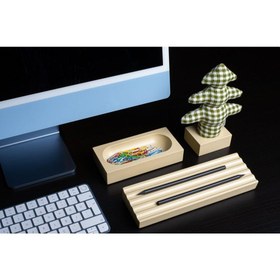 Resim Kayigo Woody Krem Üçlü Ofis Seti - Pötikareli Çam 