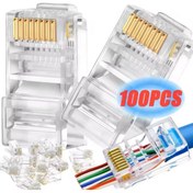 Resim Derwell Yeni Nesil Ez Rj45 8p8c Utp Jak Konnektör 100 Lü Paket Rj45 Cat5/cat6 Network Bağlantılarına Uygun 