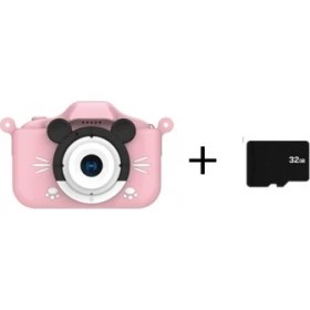 Resim AteşTech Çocuk Fotoğraf Makinesi 2inç Kılıflı Dijital Selfie Kamera + 32GB Hafıza Kartı 
