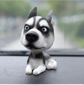 Resim Gaojunshop01 Sgpdsf 4 Sallanan Başlı Husky Köpek Dekoru Gerçekçi Masraflı Araç İçi Aksesuar 