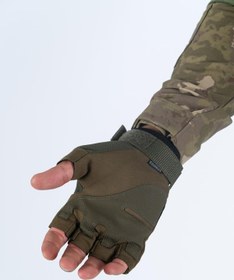 Resim Combat Tactical Outdoor Kesik Parmaksız Eldiven Asker Polis Dağcı Sporcu Bisikletçi Kemik Eldiveni - 