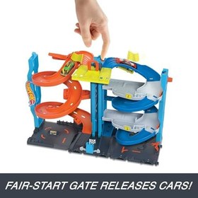 Resim Hot Wheels Heyecanlı Yarış Kulesi Oyun Seti 1 adet oyuncak araba ve Dönüşen Yarış Kulesi oyun seti içeren Hot Wheels™ şehri pist seti HKX43 