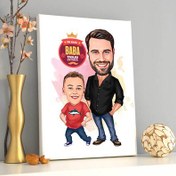 Resim Babasını Çok Seven Erkek Çocuk Karikatürlü Kanvas Tablo 
