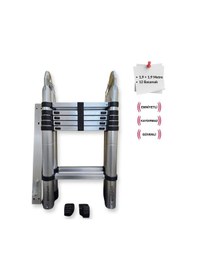 Resim Endokon 190+190 Cm. 6+6 Basamak A Tipi Teleskopik Alüminyum Merdiven - Uzayan Merdiven 