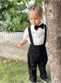 Resim Ares Kids Fashion Salopet Siyah Beyaz Gömlek Ve Papyon Siyah Bayramlık Özel Günlük Bebek Ve Çocuk Giyim 