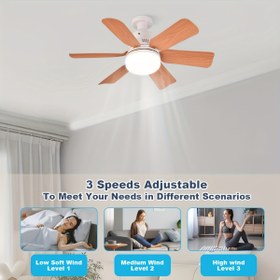 Resim Tek Paket Akıllı Prizli Tavan Vantilatörü ve Lamba, Uzaktan Kumandalı 2'si 1 Arada, Basit 6 Kanatlı Kare Tasarım, E26/E27 Soketler ile Uyumlu, Ses Yok ve Ayarlanabilir Aydınlatma & Rüzgar Hızı, Kolay Kurulum, Oturma Odası, Yatak Odası ve Mutfak için Ahşap Desenli 