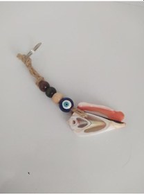 Resim Hasır Renkli Ahşap Boncuklu Nazar Anahtarlık Çanta Süsü 11873 