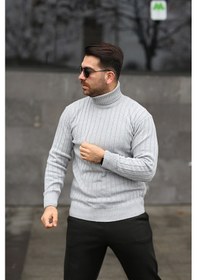 Resim Martino Butik Unisex Balıkçı Yaka Gri Triko Kazak Gri 