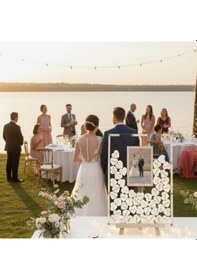 Resim Düğün-nişan- Misafir Hatıra Anı Kutusu-defteri Dikdörtgen Resimli 48cm X 35cm Çapında Şeffaf Pleksi Şövale Ve Kalem Hediyeli 