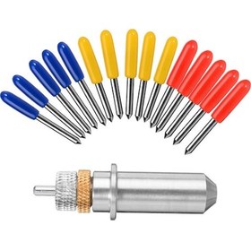 Resim Dianziye Roland Kesici Makinesi İçin Tungsten Çelik Bıçak Seti - 30/45/60 Açıları 15 Adet Bıçak + 1 Adet Tutucu - Yansıtıcı Filmler İçin Uygun 