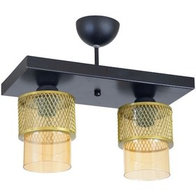 Resim Ikili Bal Cam Kafes Model Modern Plafonyer Avize Ü 