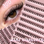 Resim 60/200 Küme 30D Tek Küme Taklit Vizon Kirpik Uzatma - Yumuşak Doğal Görünüm, D-Kıvrım Yeniden Kullanılabilir Kendi Uygulama Kirpikler Başlangıçlar İçin, Parti Etkinlikleri, Çoklu Uzunluklar (6-15mm) 