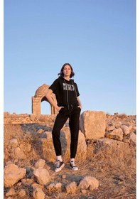 Resim Monamise Kadın Kapüşonlu "never Give Up" Eşofman Takımı 23096 Siyah 