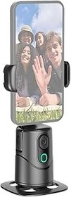Resim Camnoon Gimbal ile otomatik yüz izleme yapay zeka ile telefon tutucu, 360 ° otomatik izleme, soğuk ayakkabı desteği, canlı video kayıt ve akış için çift kişilik 
