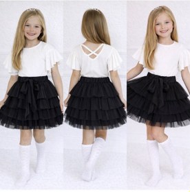 Resim Kokoş Bebe Kız Çocuk Tütü Etekli Şık 2 'li Takım - 5/10 Yaş - 31681 Siyah 