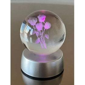 Resim Hediyesahibi Gül Buketi Tasarımlı 3D Cam Küre 6cm 