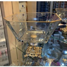 Resim Paşabahçe Metal Ayaklı Gold Detaylı Büyük Boy Kase- Sunum - Servis - Salata Kasesi 