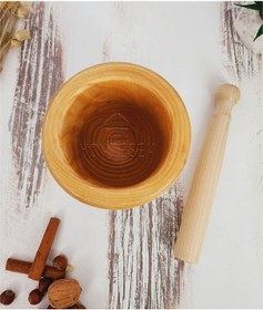 Resim El Yapımı Ahşap Ağaç Havan Sarımsak Döveceği Lüx 10 Luk 