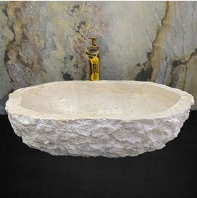 Resim SİPAHİMARBLE Traverten Dışı Patlatma Dizayn Lavabo 