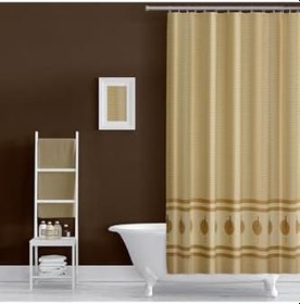 Resim Banyo Perdesi 5030 2x110x200, Perde Borusu Askı Aparatı Köşe Boru Beyaz Hediyeli, Duş Perdesi Seti 