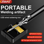 Resim ZKDANG Mini Taşınabilir USB Lehim Havyası - Seramik Isıtıcı Elemanlı, Hızlı Isınma (-10°C ile 500°C Aralığı), 3 Kademeli Sıcaklık Kontrolü, Bilgisayar/Power Bank/Araç için USB Güçlü, Siyah, Portatif Isıtıcı, DIY Elektronik Tamir, Kompakt Tasarım, Hassas Ayarlanabilir Sıcaklık, Teknoloji Profesyonelleri İçin 