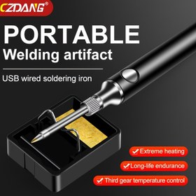 Resim ZKDANG Mini Taşınabilir USB Lehim Havyası - Seramik Isıtıcı Elemanlı, Hızlı Isınma (-10°C ile 500°C Aralığı), 3 Kademeli Sıcaklık Kontrolü, Bilgisayar/Power Bank/Araç için USB Güçlü, Siyah, Portatif Isıtıcı, DIY Elektronik Tamir, Kompakt Tasarım, Hassas Ayarlanabilir Sıcaklık, Teknoloji Profesyonelleri İçin 