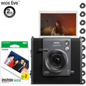 Resim Instax Wide Evo Siyah Şipşak Anında Baskı Hybrid Fotoğraf Makinesi ve 20'li Film 