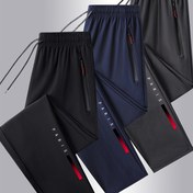 Resim Erkekler için Rahat Uzun Pantolon - Nefes Alabilen, Rahat, Yaz Trendi Moda Çok Yönlü Açık Hava Erkek Uzun Pantolonları, Açık Hava Sporları Fitness, Koşu, Eğlence, Eğitim, Fermuar Detayları ile, Deniz Mavisi, Siyah, Koyu Gri, Elastik Bel 