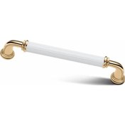 Resim Porcellana Perla Alüminyum Metal Kulp . Yakut 160mm(16CM)-beyaz-altın Dolap Çekmece Mobilya Mutfak Kulbu-stk1764 