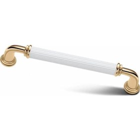 Resim Porcellana Perla Alüminyum Metal Kulp . Yakut 160mm(16CM)-beyaz-altın Dolap Çekmece Mobilya Mutfak Kulbu-stk1764 