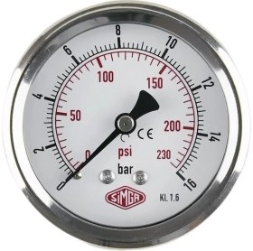 Resim Ø63 mm Arkadan Bağlantılı, Kuru Tip, 0-60 Bar Ölçüm Manometresi 