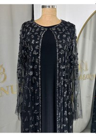 Resim Modabanuda Perla 2'li Takım Taşlı Abaya Siyah 