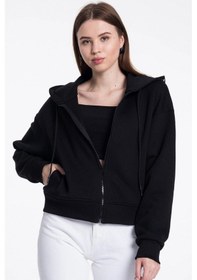 Resim Caya Beyaz Kadın Sweatshirt Siyah 