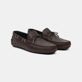 Resim Desa Erkek Kahve Zımba Detaylı İpli Deri Loafer 