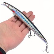 Resim 1 adet 18 cm 24 g lazer minnow balıkçılık yemi - Bas, alabalık, yayın balığı ve daha fazlası için üçlü kanca ile gerçekçi sert crankbait - tatlı su ve tuzlu su balıkçılığı için dayanıklı plastik yapay yem, balıkçılık yemi 