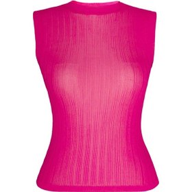 Resim Qoolest Transparan Fitilli Kolsuz Kadın Bluz Pembe 
