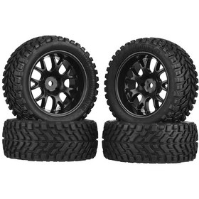 Resim Maiyame 1:10 Ölçekli 4x4 Rc Araç İçin 76mm Siyah Kauçuk Lastikler, Dirençli Jantlı, Engelleri Kolay Geçirir 