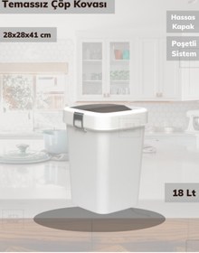 Resim Jet's Home Banyo Çöp Kovası 18 Lt Temassız Çöp Kutusu Beyaz Motek Çöp Kovası 